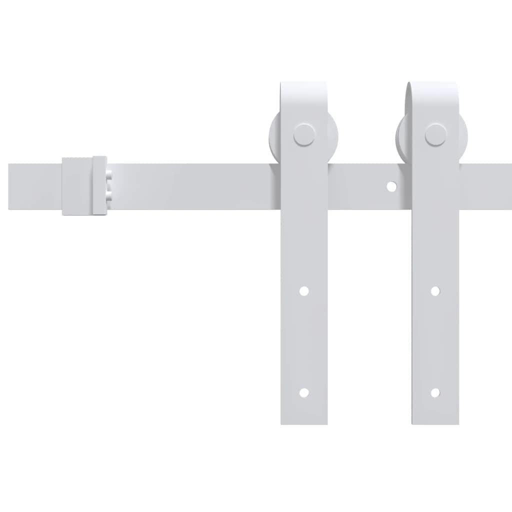 Sleek Glide White Steel Sliding Door Hardware Kit