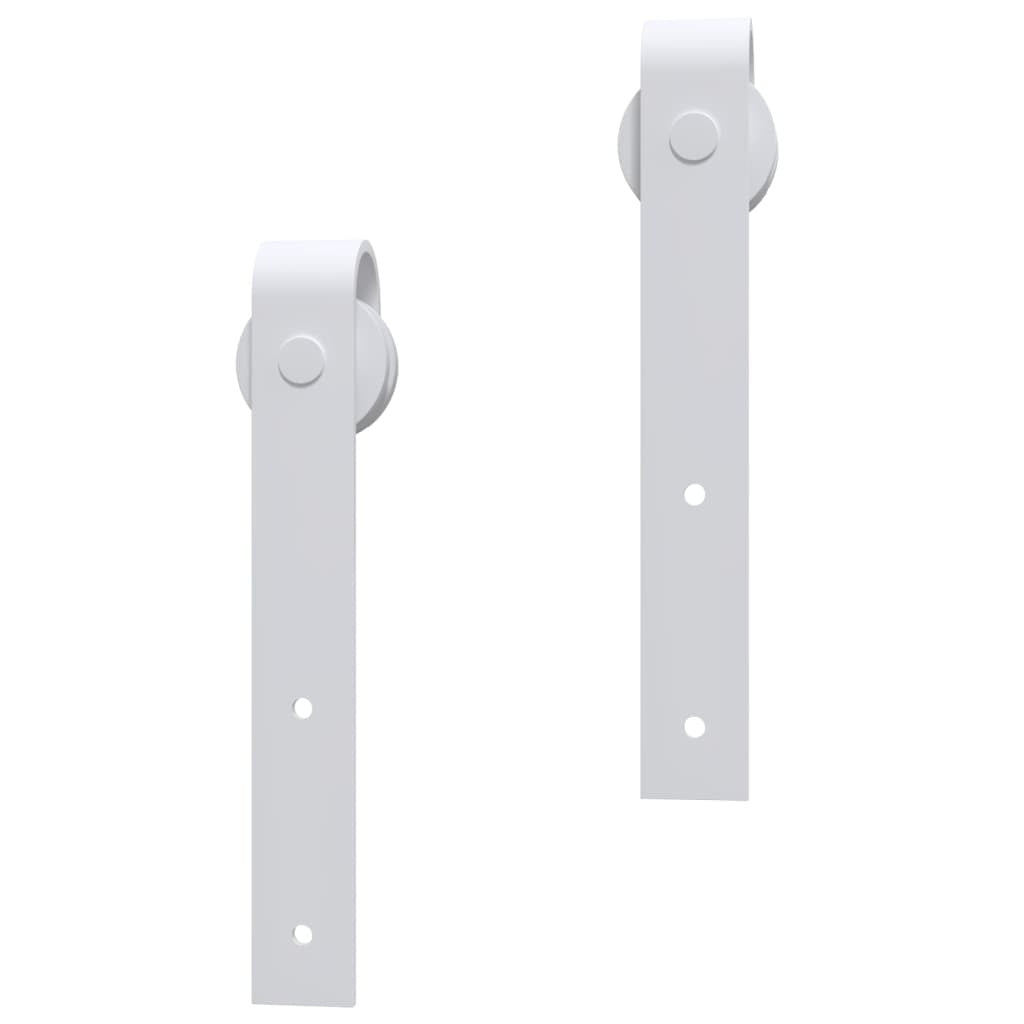 Sleek Glide White Steel Sliding Door Hardware Kit