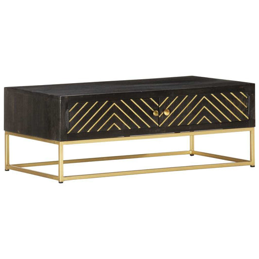 Mafett Black and Gold Coffee Table – 90x50x35 cm Solid Mango Wood