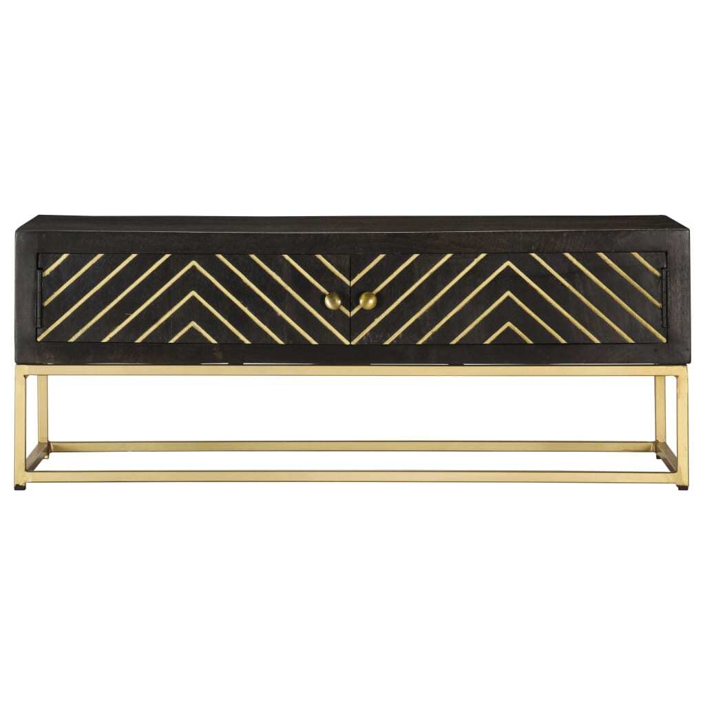 Mafett Black and Gold Coffee Table – 90x50x35 cm Solid Mango Wood