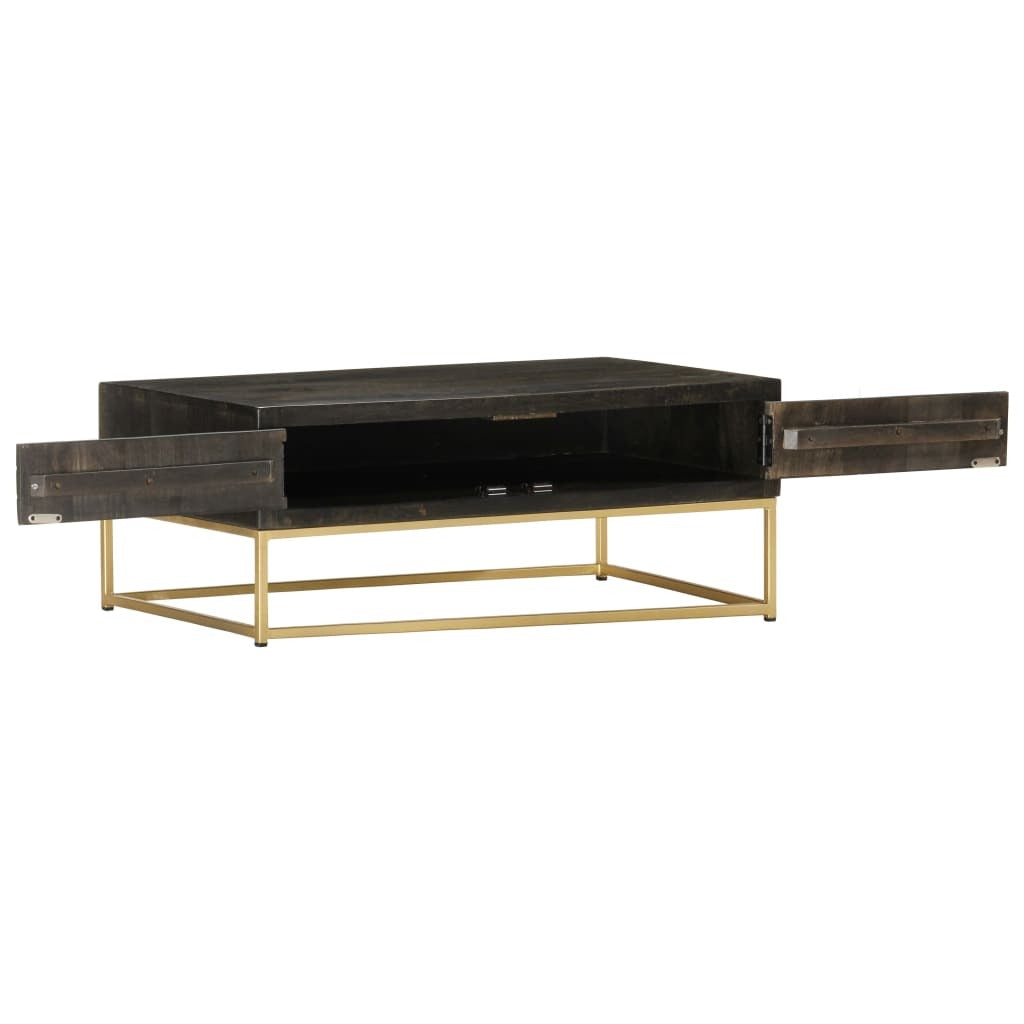 Mafett Black and Gold Coffee Table – 90x50x35 cm Solid Mango Wood