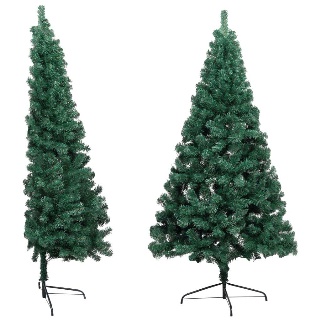 Mafett 150 cm Half Pre-Lit Christmas Tree with Decorative Ball Set – Space-Saving Green Elegance