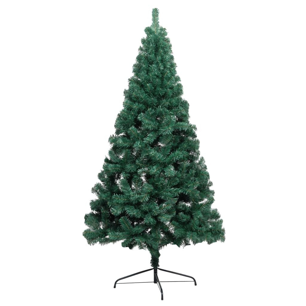 Mafett 150 cm Half Pre-Lit Christmas Tree with Decorative Ball Set – Space-Saving Green Elegance