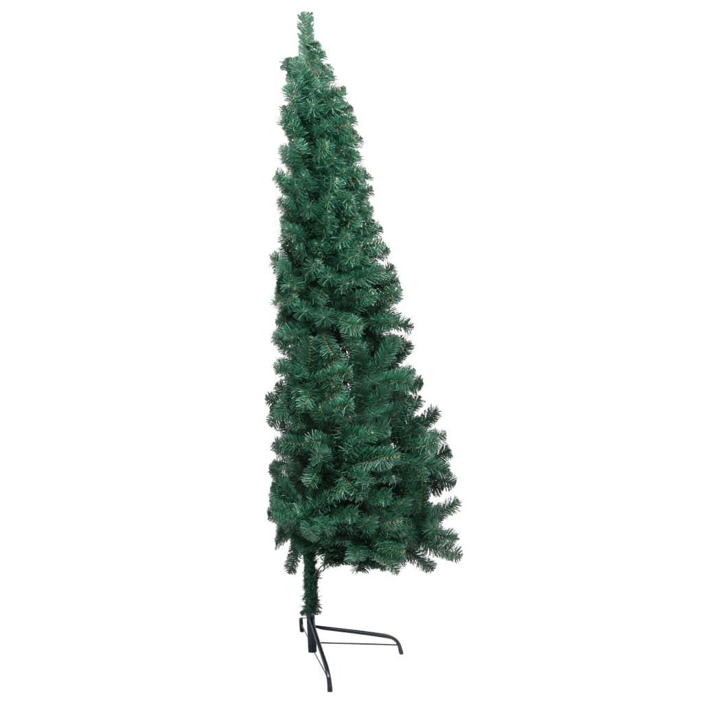 Mafett 150 cm Half Pre-Lit Christmas Tree with Decorative Ball Set – Space-Saving Green Elegance