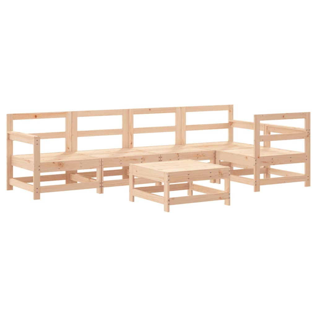 Aluxo 6 Piece Garden Lounge Set Solid Wood Pine