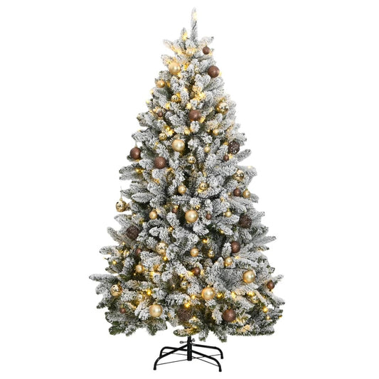 Mafett 180 cm Artificial Hinged Christmas Tree with 300 LEDs & Ornament Ball Set – Perfect Holiday Centerpiece