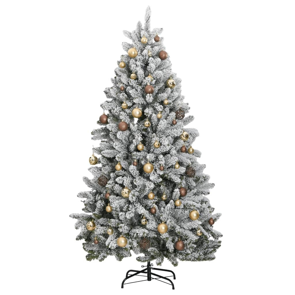 Mafett 180 cm Artificial Hinged Christmas Tree with 300 LEDs & Ornament Ball Set – Perfect Holiday Centerpiece