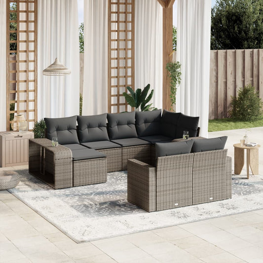 Mafett Refined 10-Piece Rattan Patio Sofa Set with Cushions