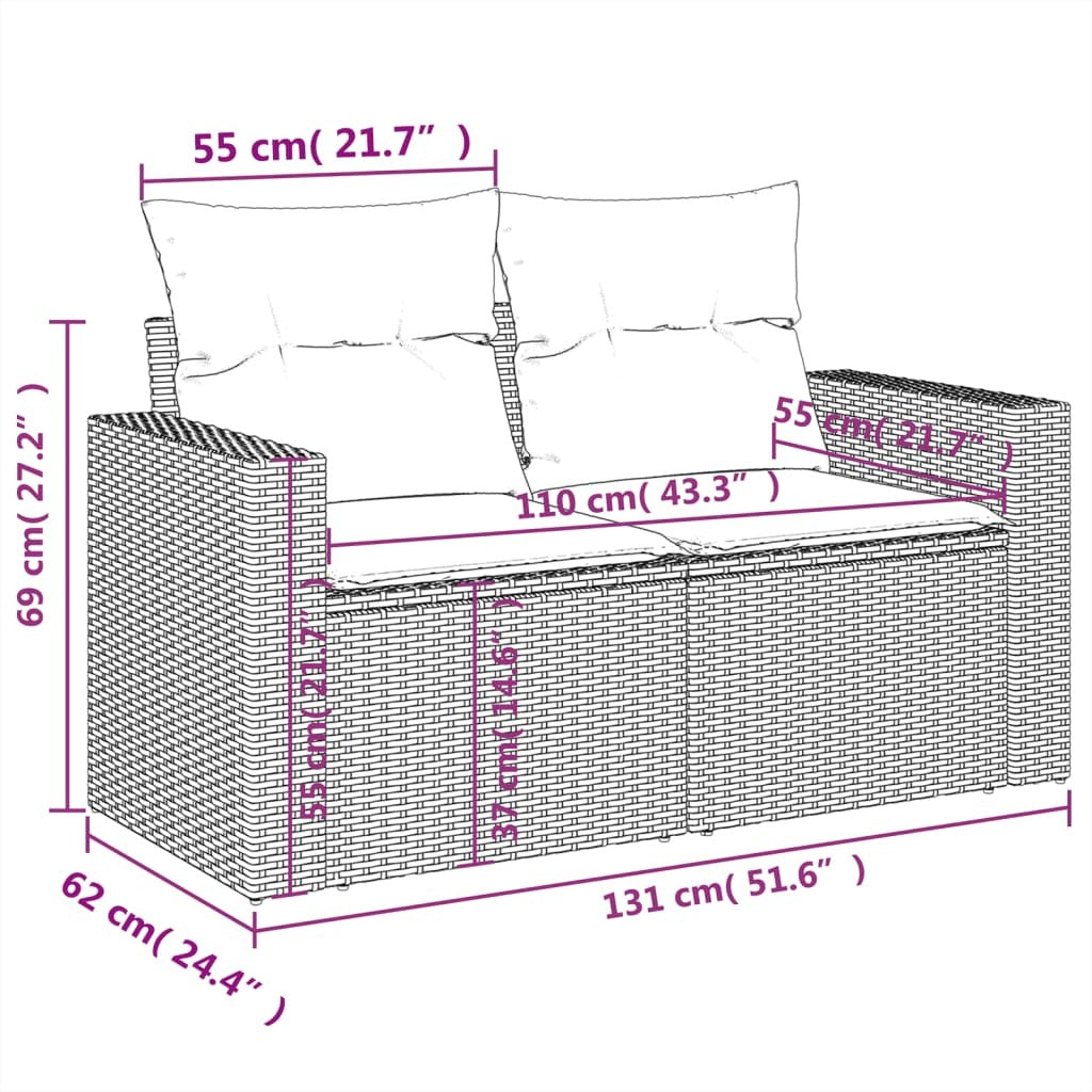 Mafett Refined 10-Piece Rattan Patio Sofa Set with Cushions