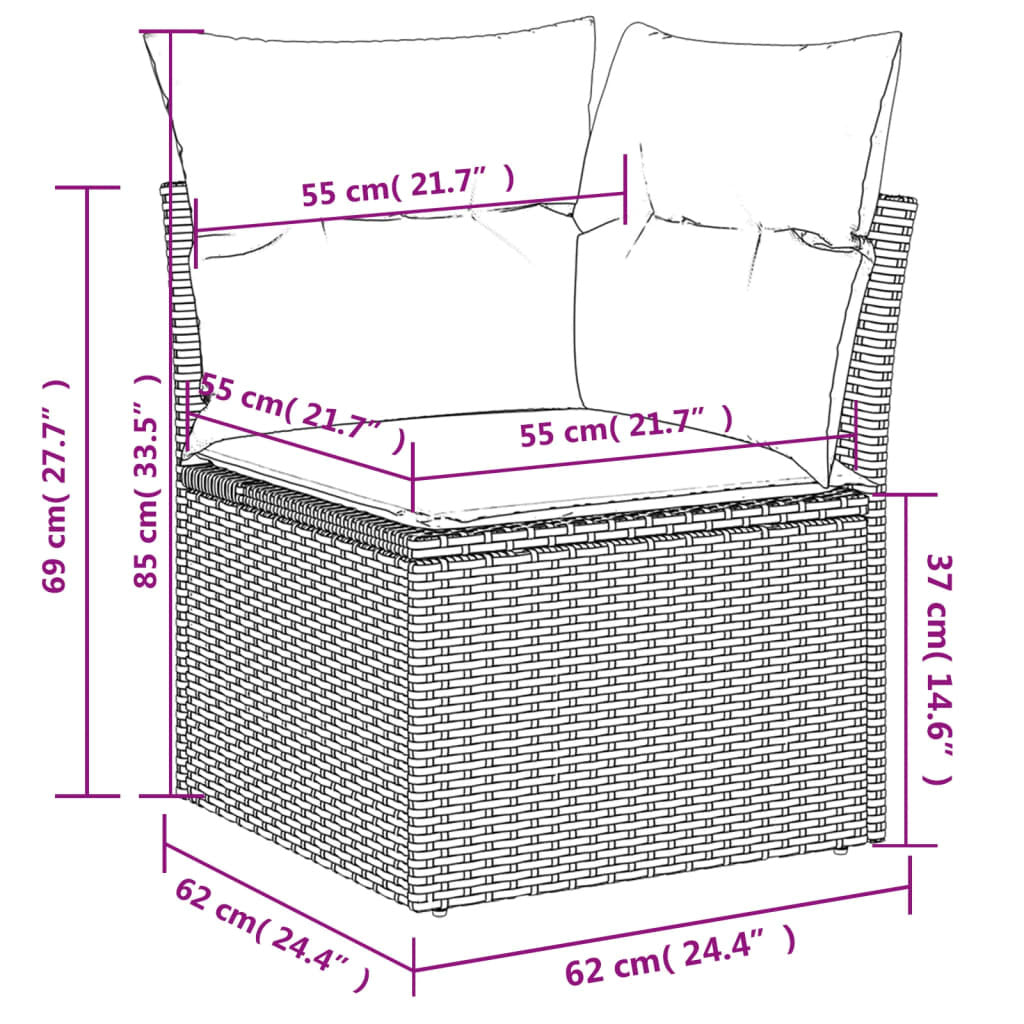 Mafett Refined 10-Piece Rattan Patio Sofa Set with Cushions