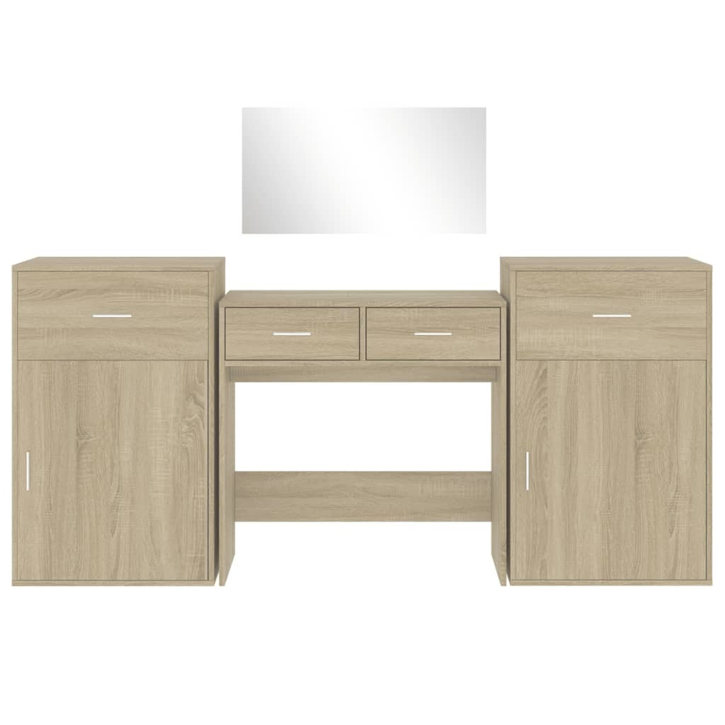 Mafett 4 Piece Dressing Table Set Sonoma Oak Engineered Wood