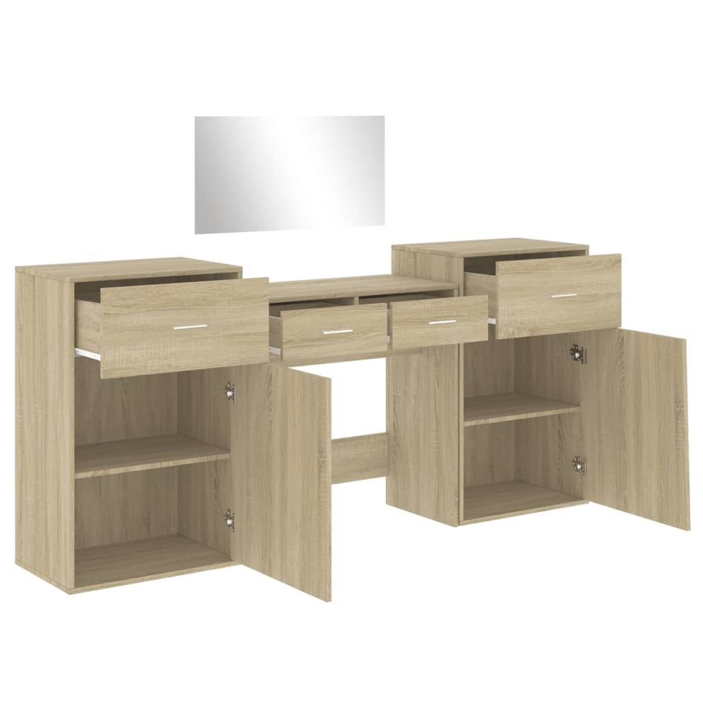 Mafett 4 Piece Dressing Table Set Sonoma Oak Engineered Wood