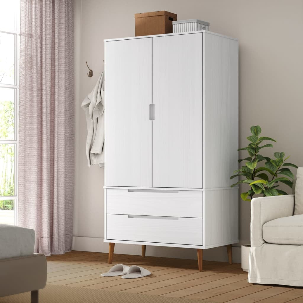 Sydney Scandinavian-Style Wardrobe – Sleek White Finish, Crafted from Solid Pine Wood for a Timeless and Elegant Look