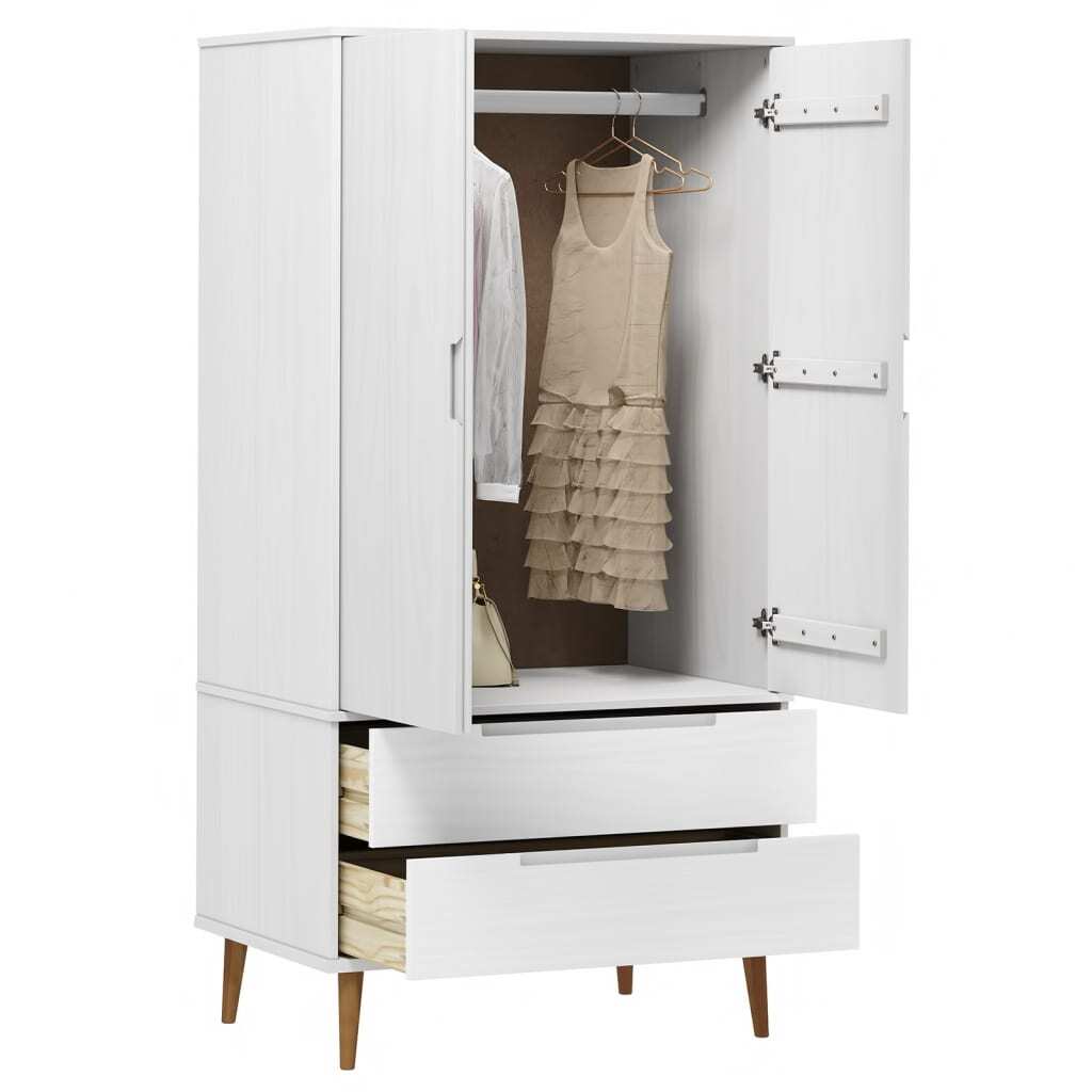 Sydney Scandinavian-Style Wardrobe – Sleek White Finish, Crafted from Solid Pine Wood for a Timeless and Elegant Look