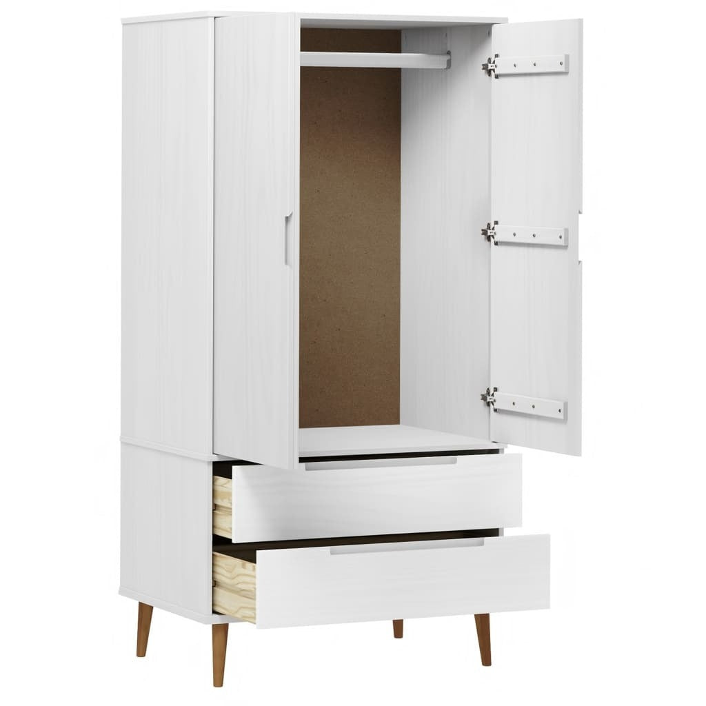 Sydney Scandinavian-Style Wardrobe – Sleek White Finish, Crafted from Solid Pine Wood for a Timeless and Elegant Look