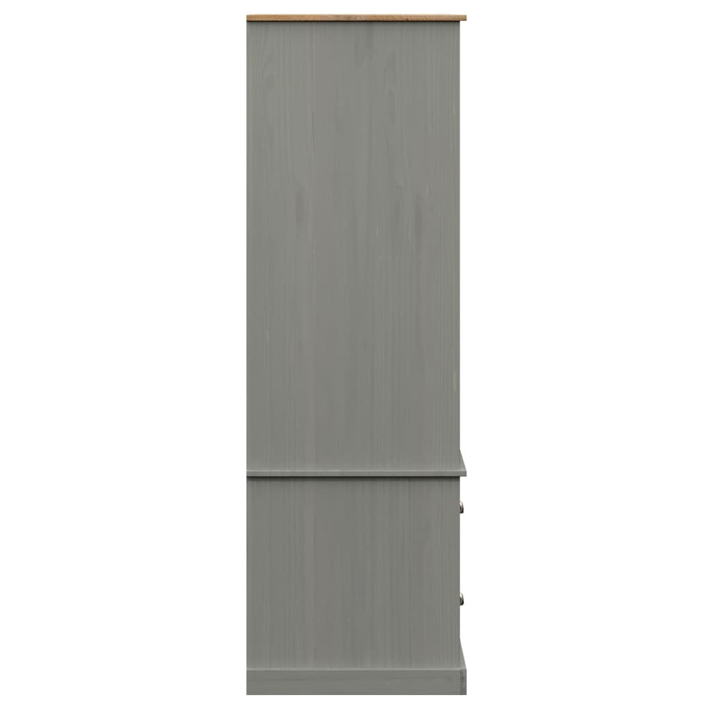 Celine French-Inspired Classy Wardrobe – Grey Solid Pine Wood with Elegant Detailing