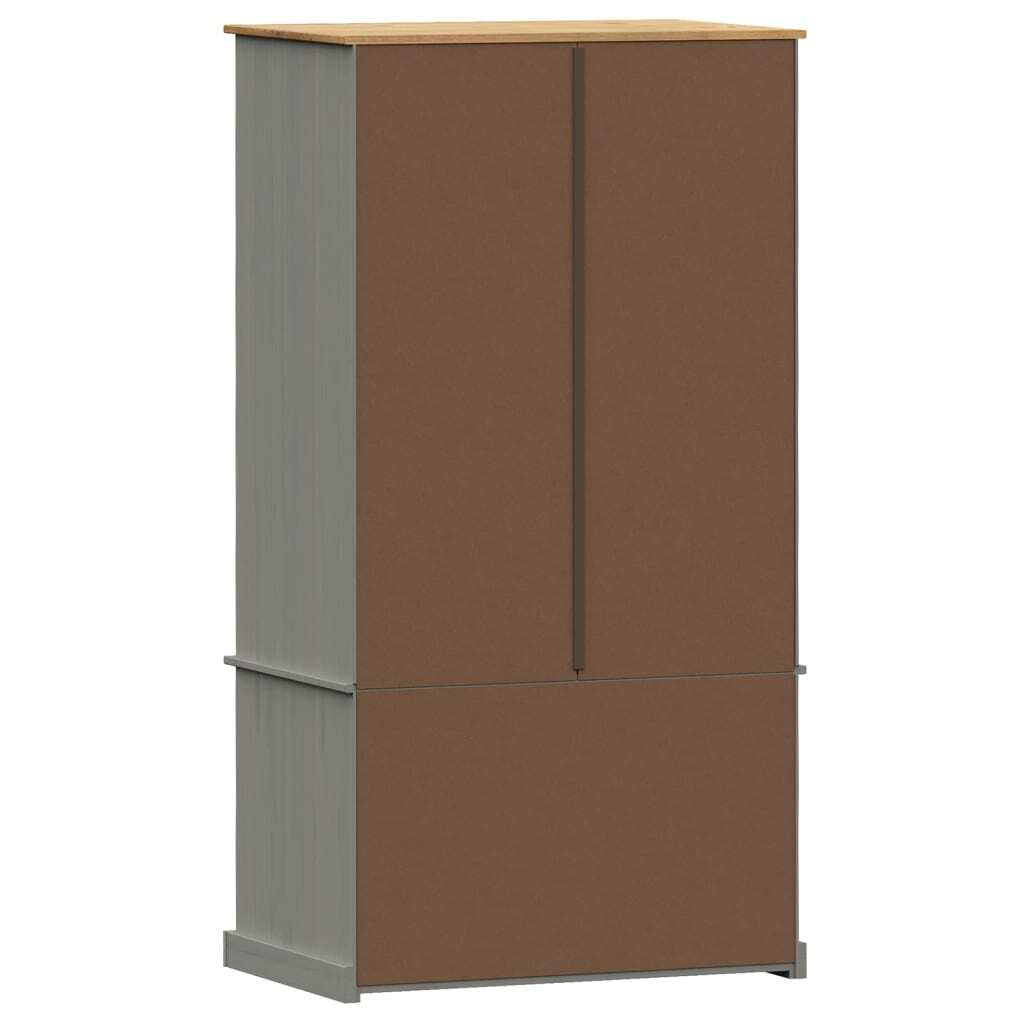 Celine French-Inspired Classy Wardrobe – Grey Solid Pine Wood with Elegant Detailing