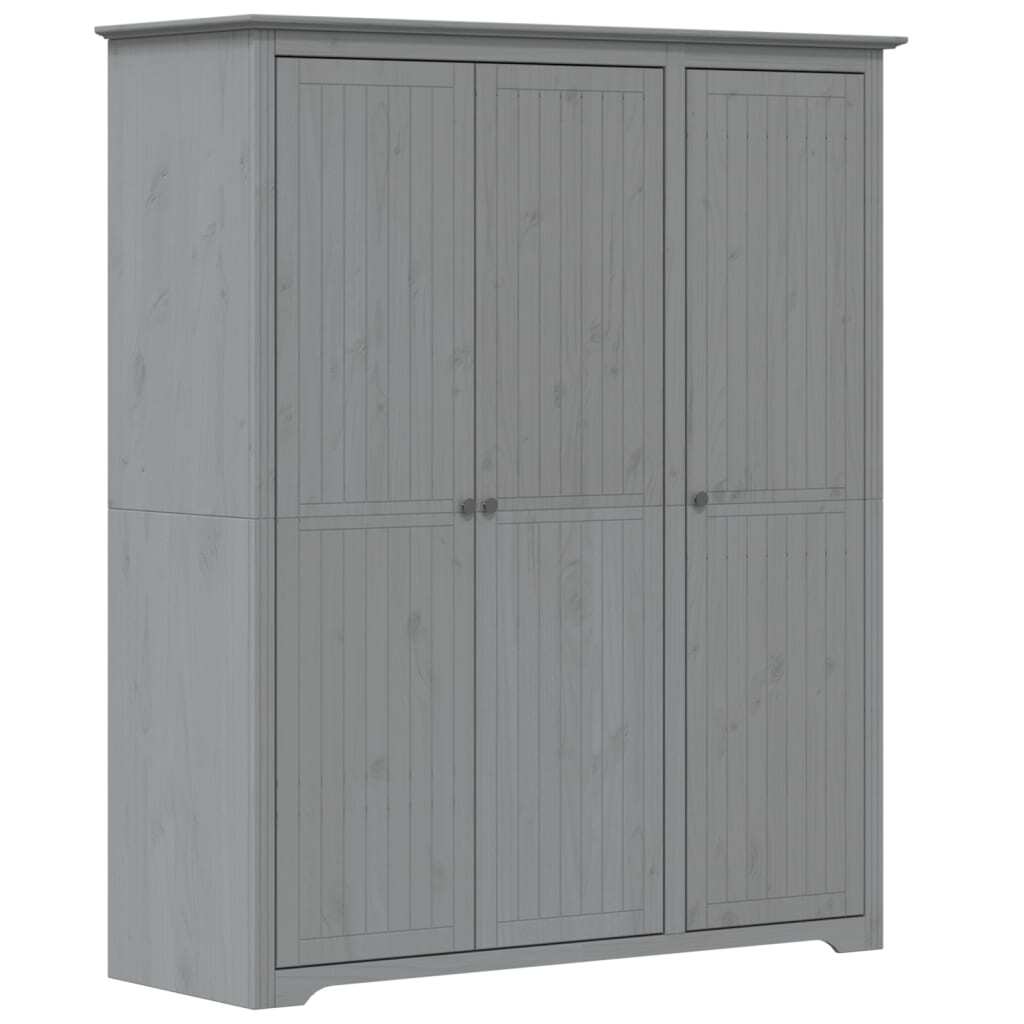 French design Wardrobe BODO Grey 151.5x52x176.5 cm Solid Wood Pine