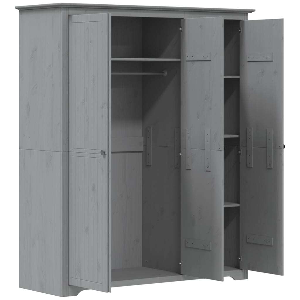 French design Wardrobe BODO Grey 151.5x52x176.5 cm Solid Wood Pine