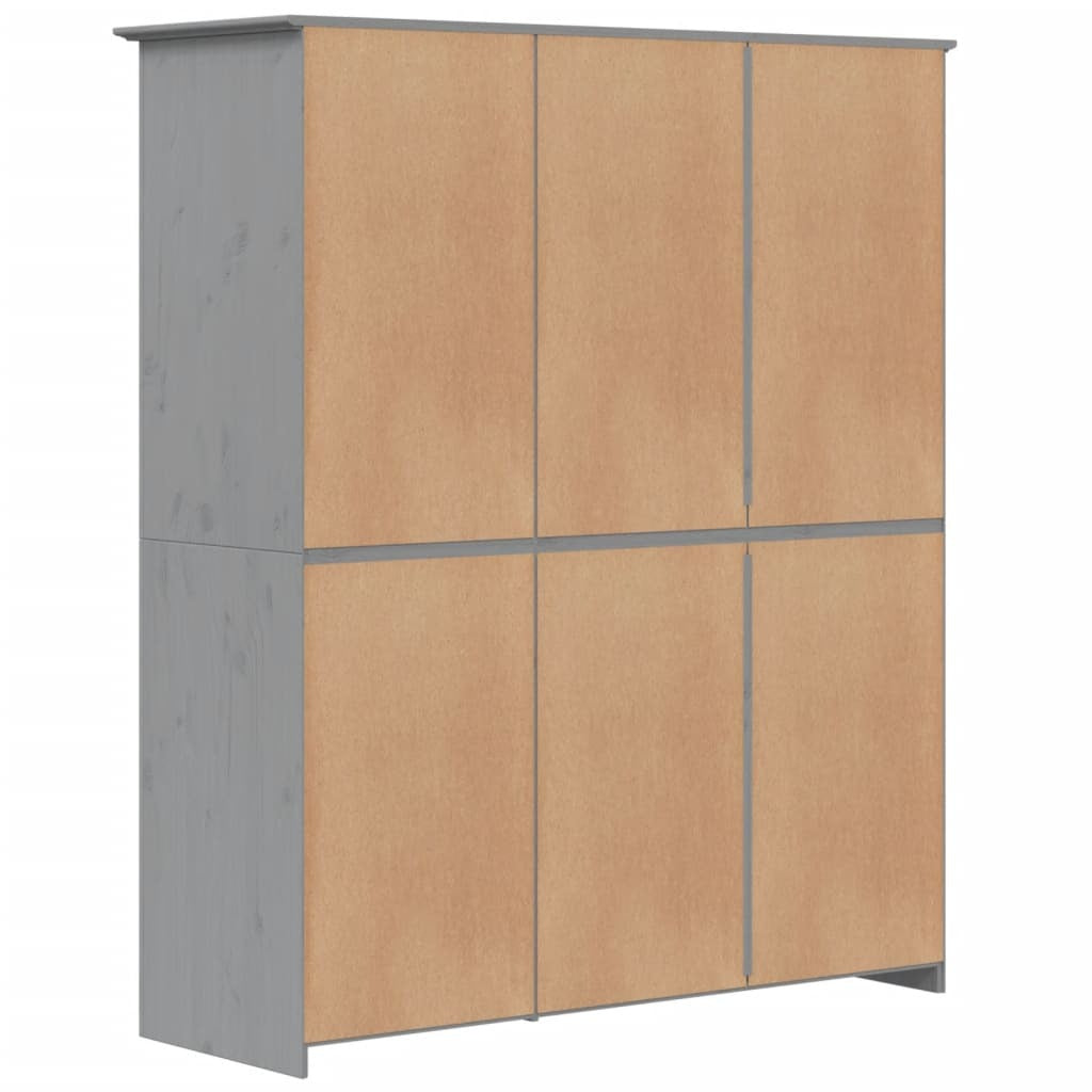 French design Wardrobe BODO Grey 151.5x52x176.5 cm Solid Wood Pine