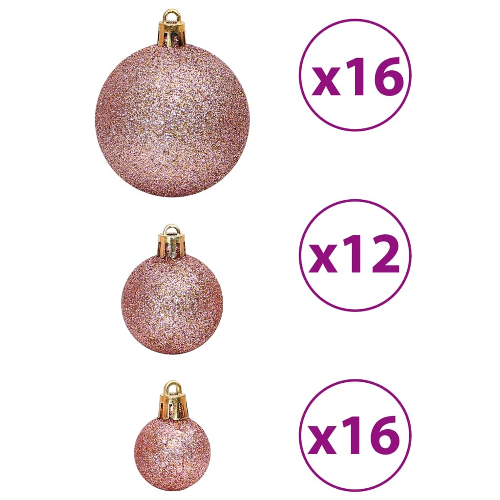 Mafett Christmas Baubles Set | 100-Piece Pink and Rose Ornaments (3/4/6 cm) for Festive Decor