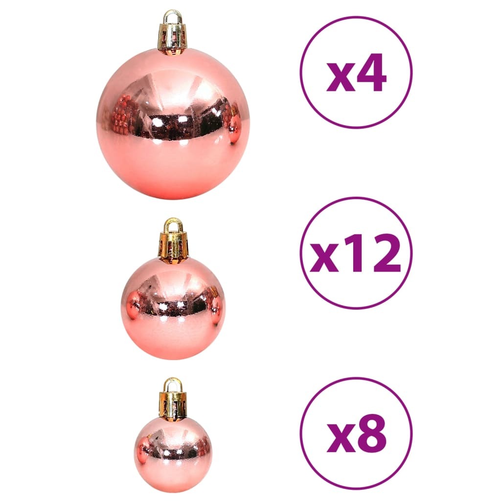 Mafett Christmas Baubles Set | 100-Piece Pink and Rose Ornaments (3/4/6 cm) for Festive Decor