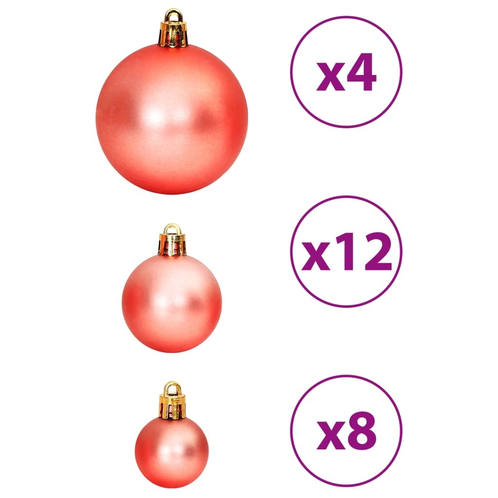 Mafett Christmas Baubles Set | 100-Piece Pink and Rose Ornaments (3/4/6 cm) for Festive Decor