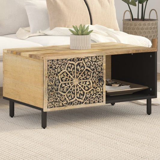 Mafett Solid Mango Wood Coffee Table – 80x50x40 cm