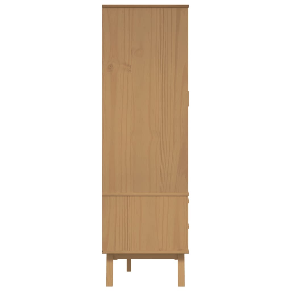 Davina Scandinavian-Style Wardrobe – White and Brown Solid Pine Wood, Elegant and Functional Design