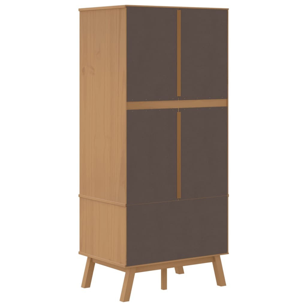 Davina Scandinavian-Style Wardrobe – White and Brown Solid Pine Wood, Elegant and Functional Design