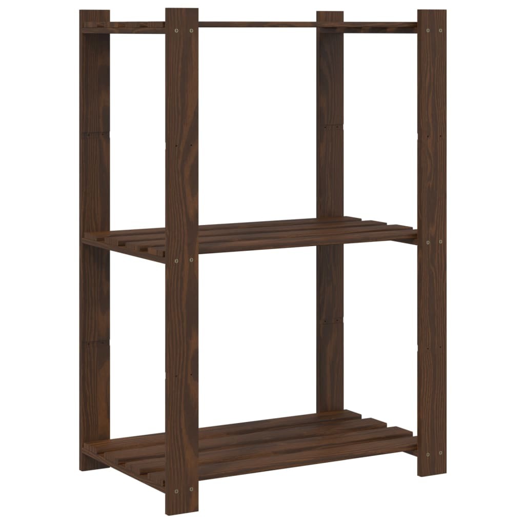 Mafett 3-Tier Storage Rack Brown 60x38x90 cm Solid Wood Pine