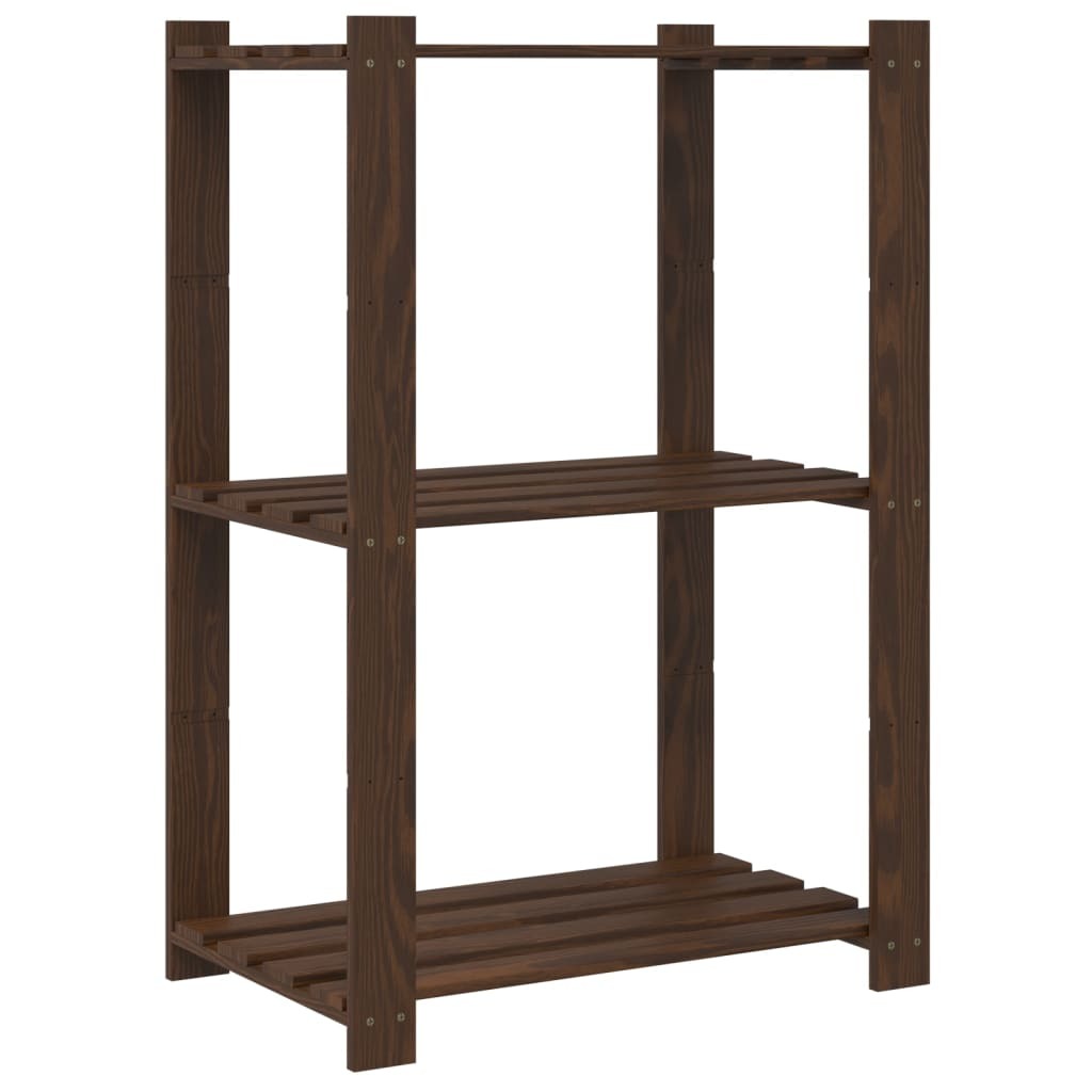 Mafett 3-Tier Storage Rack Brown 60x38x90 cm Solid Wood Pine