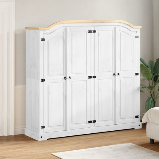 Timeless Classic Corona White Wardrobe – 194x52x186 cm, Crafted from Solid Pine Wood