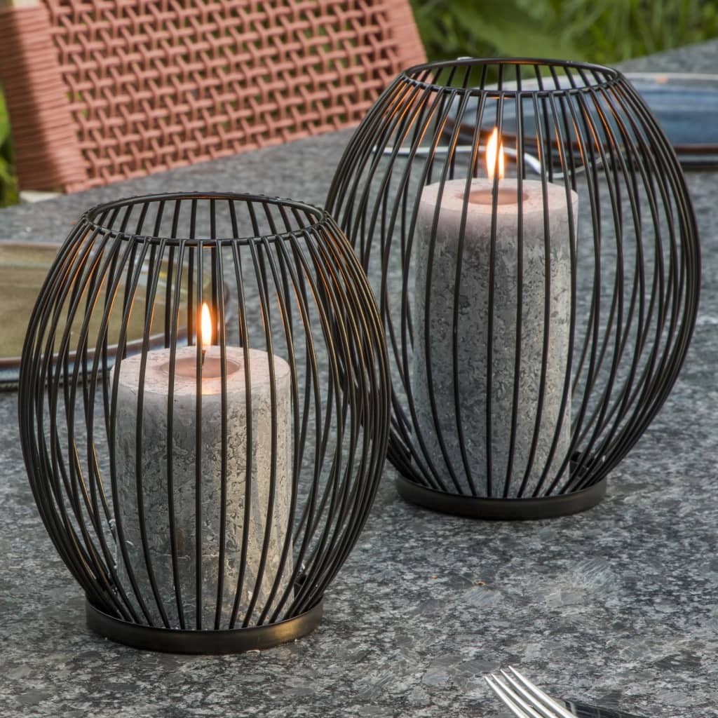 Enhance Your Home Decor with Sophisticated Elegance, 2-Piece Candle Holder Set in Sleek Black Finish, Perfect for Creating a Stylish and Inviting Ambiance in Any Room of Your House