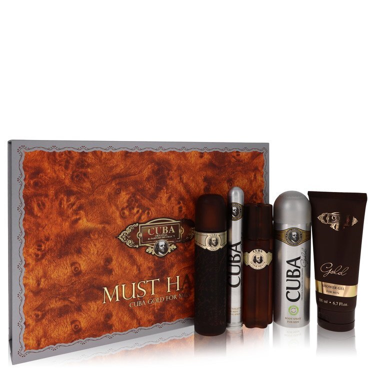 Cuba Gold Gift Set By Fragluxe Gift Set - 3.3 oz Eau De Toilette Spray + 3.3 oz After Shave Spray + 6.7 oz Body Deodorant Spray + 6.7 oz Shower Gel + 1.17 oz EDT Spray (Cuba Gold Gift Set By Fragluxe) - Size: 3.3 oz Eau De Toilette Spray + 3.3 oz After Sh