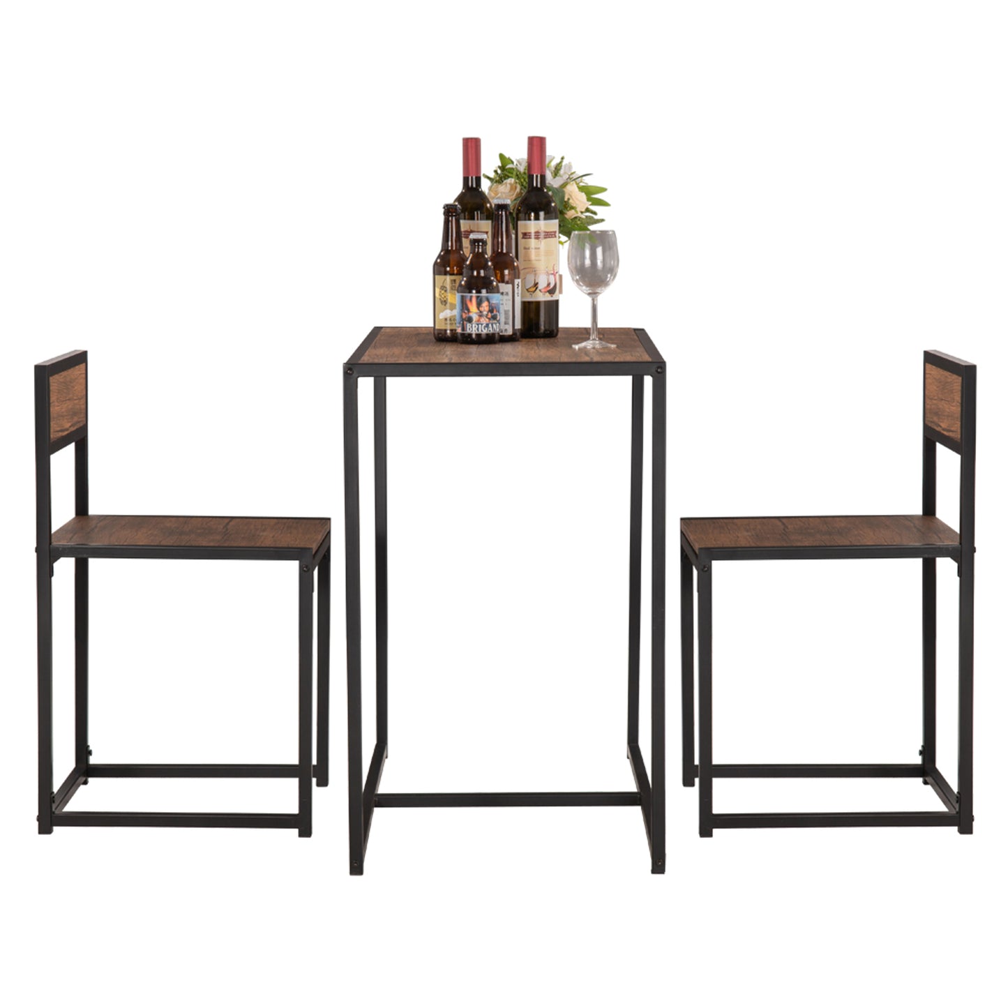 Mafett Elm Wood Simple Breakfast Table And Chair Three-Piece [90x47x75.5cm]