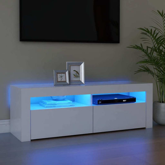 Luminara White TV Cabinet with LED Lights – Modern & Trendy Design