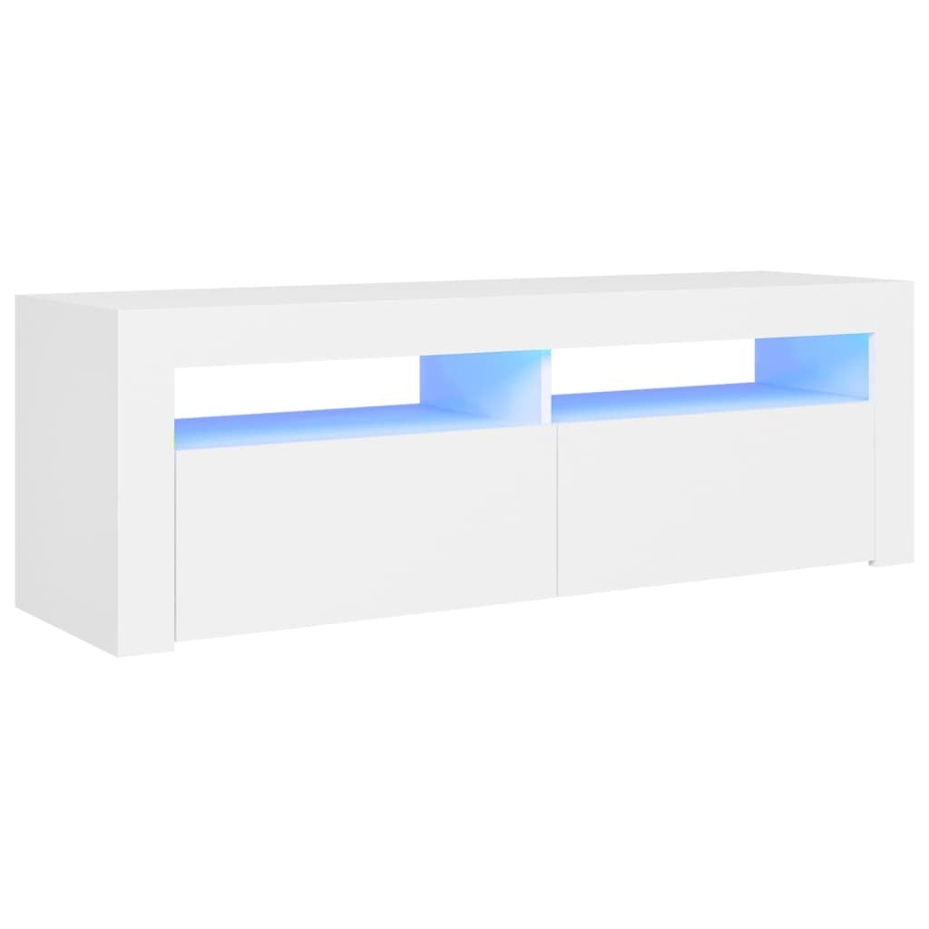 Luminara White TV Cabinet with LED Lights – Modern & Trendy Design