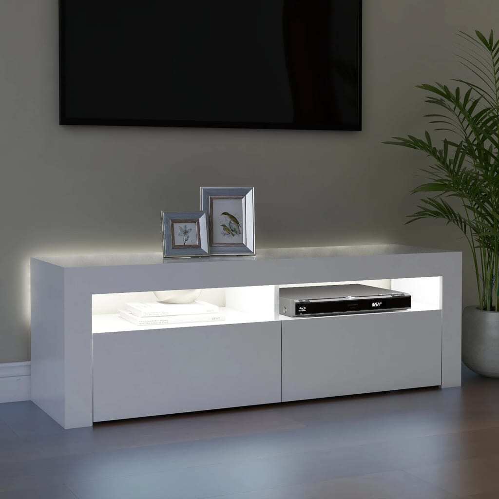 Luminara White TV Cabinet with LED Lights – Modern & Trendy Design