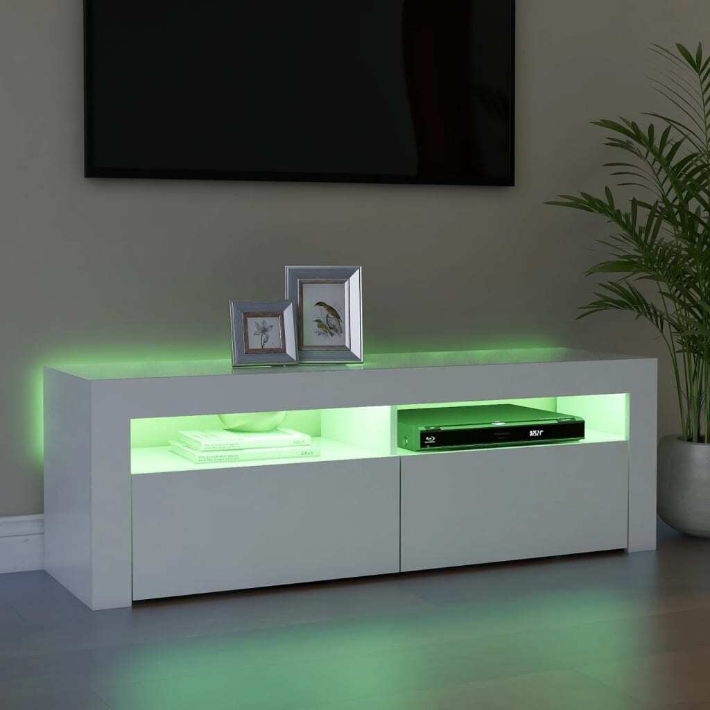 Luminara White TV Cabinet with LED Lights – Modern & Trendy Design