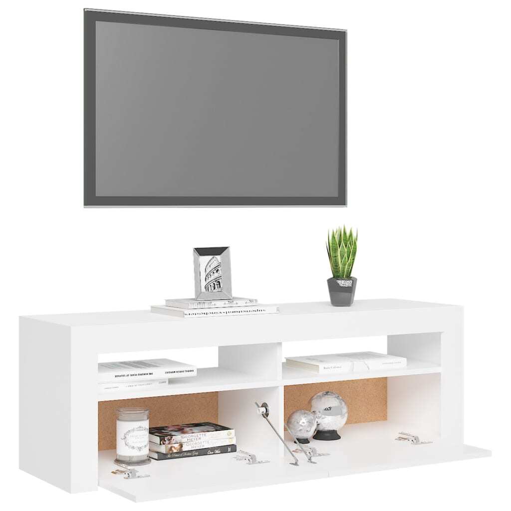 Luminara White TV Cabinet with LED Lights – Modern & Trendy Design