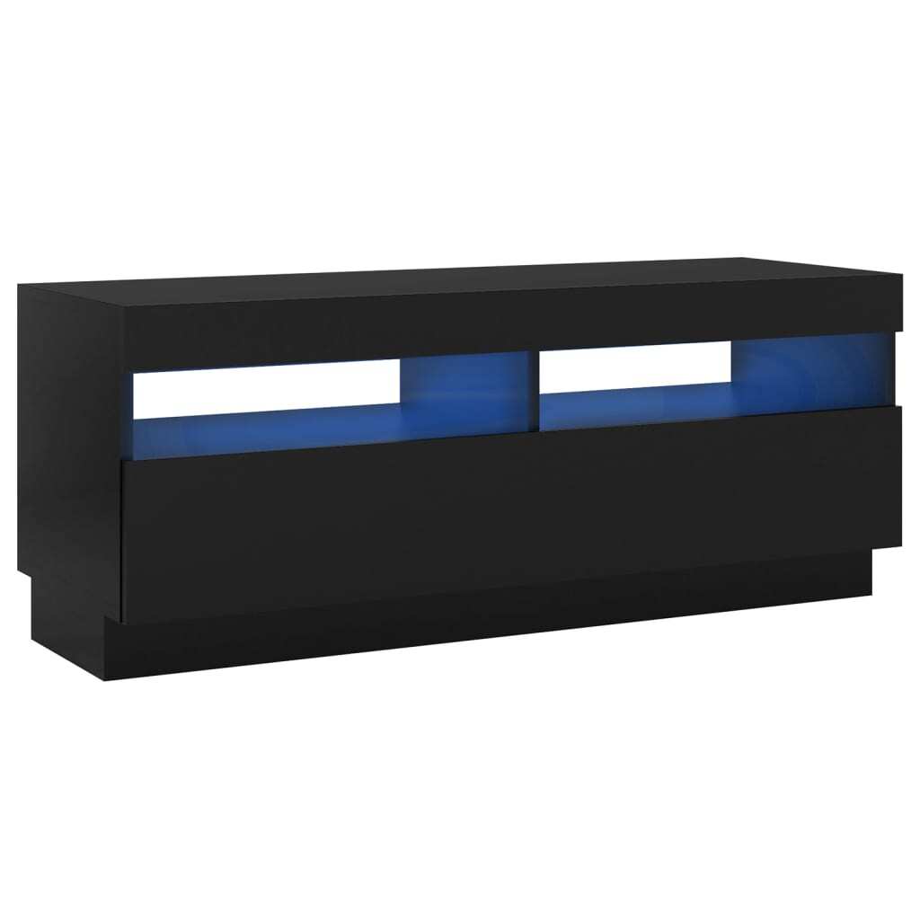 Mafett TV Cabinet with LED Lights Black 100x35x40 cm