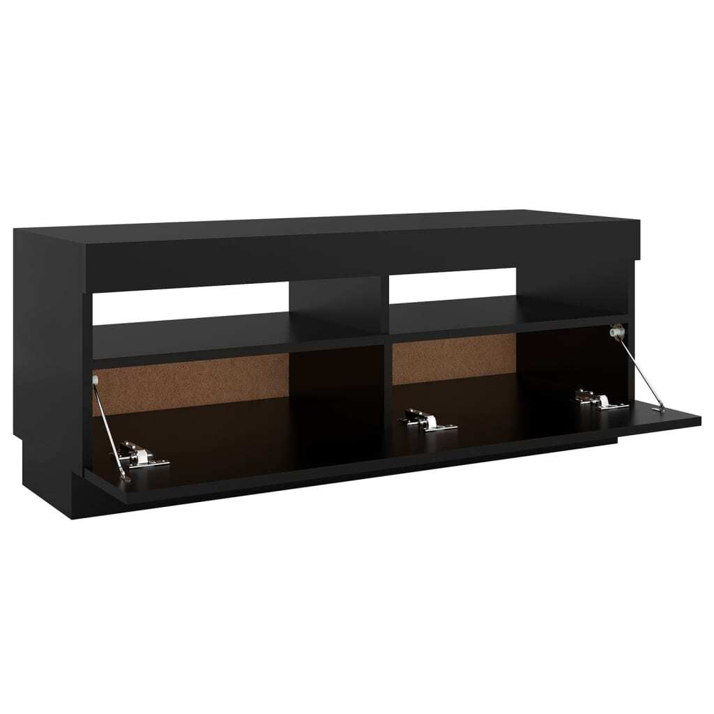 Mafett TV Cabinet with LED Lights Black 100x35x40 cm