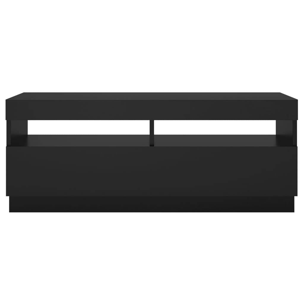 Mafett TV Cabinet with LED Lights Black 100x35x40 cm