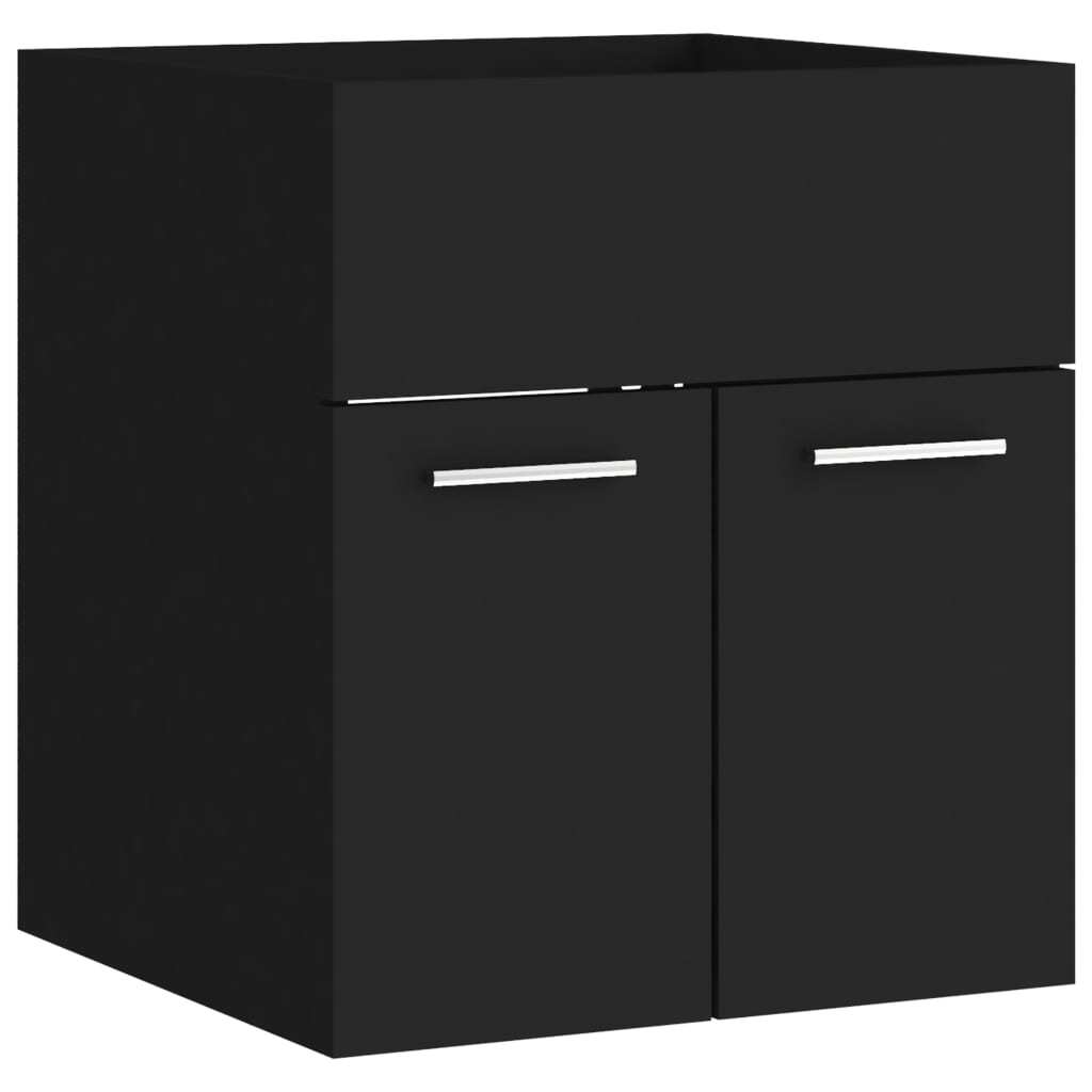 Mafett Sleek Black Sink Cabinet | Engineered Wood Design (41 x 38.5 x 46 cm) for Stylish Bathroom Storage