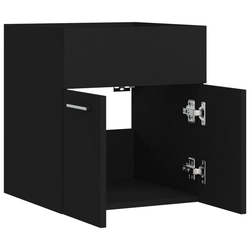 Mafett Sleek Black Sink Cabinet | Engineered Wood Design (41 x 38.5 x 46 cm) for Stylish Bathroom Storage