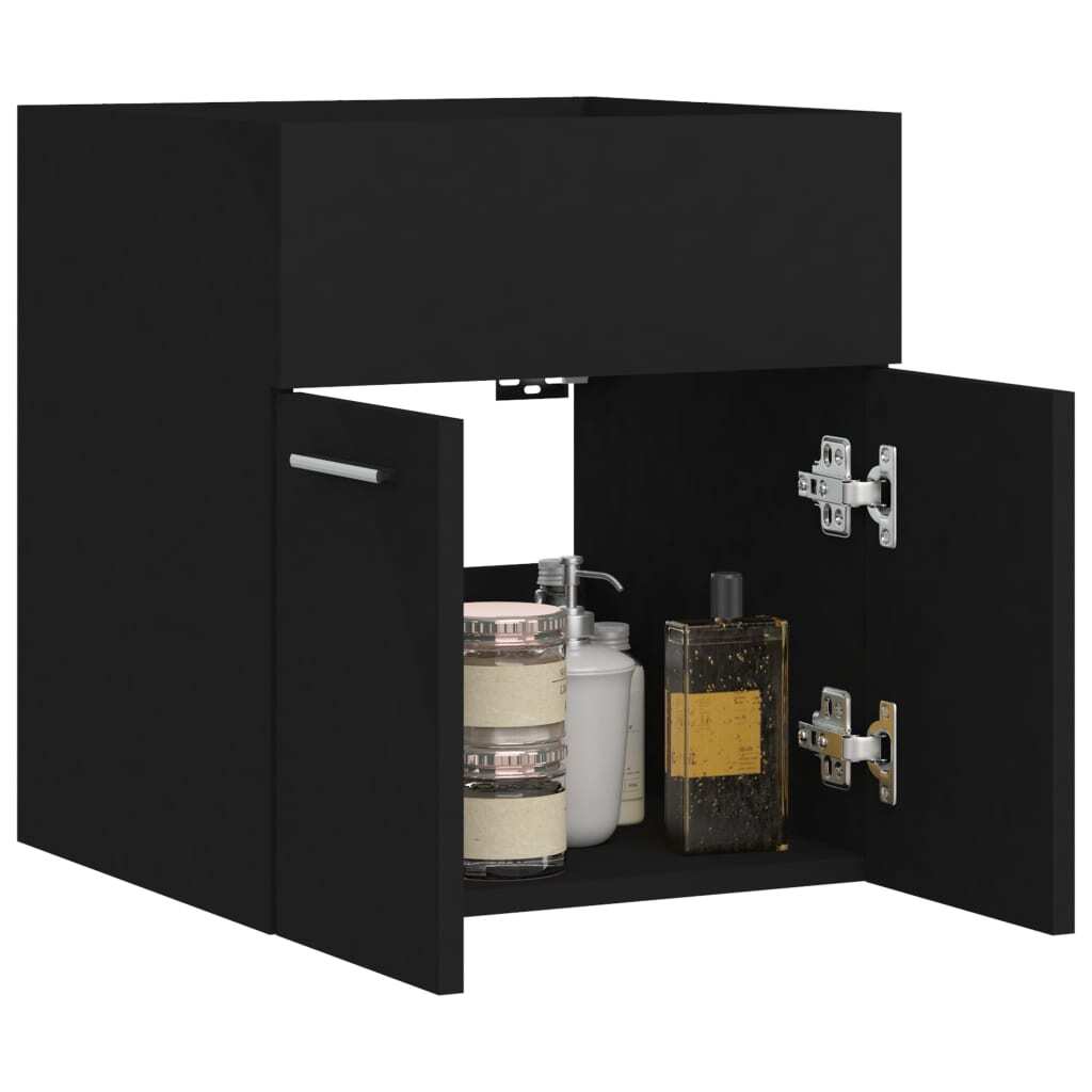 Mafett Sleek Black Sink Cabinet | Engineered Wood Design (41 x 38.5 x 46 cm) for Stylish Bathroom Storage