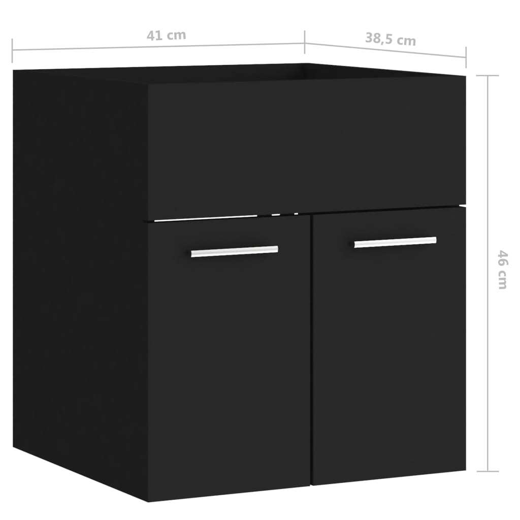 Mafett Sleek Black Sink Cabinet | Engineered Wood Design (41 x 38.5 x 46 cm) for Stylish Bathroom Storage