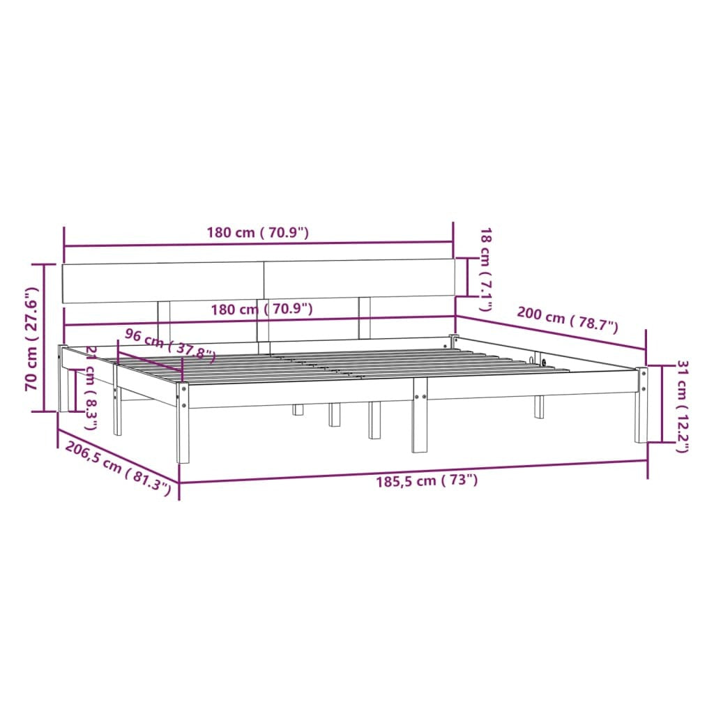 Mafett Solid Wood Bed Frame – Super King Size (Mattress Not Included)