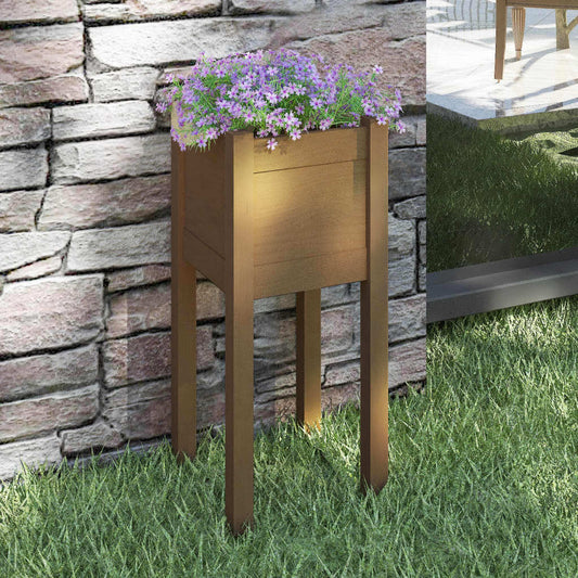 Mafett Solid Pinewood Garden Planter | Honey Brown Finish (31x31x70 cm) for Elegant Outdoor Decor